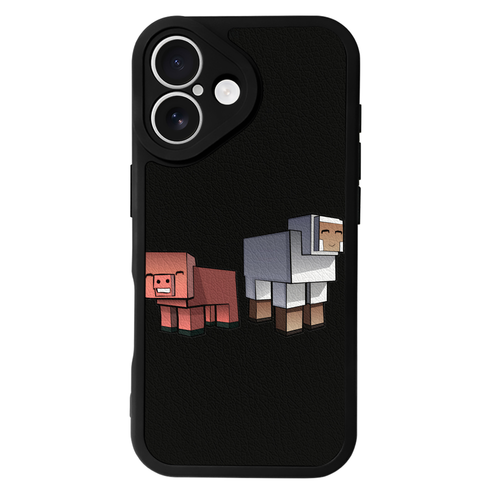 （画像用） マインクラフト ブロックの世界 Minecraft MC Block world 【iPhone 16シリーズ対応】シリコンスマホケース（レザー調） 材質：シリコン